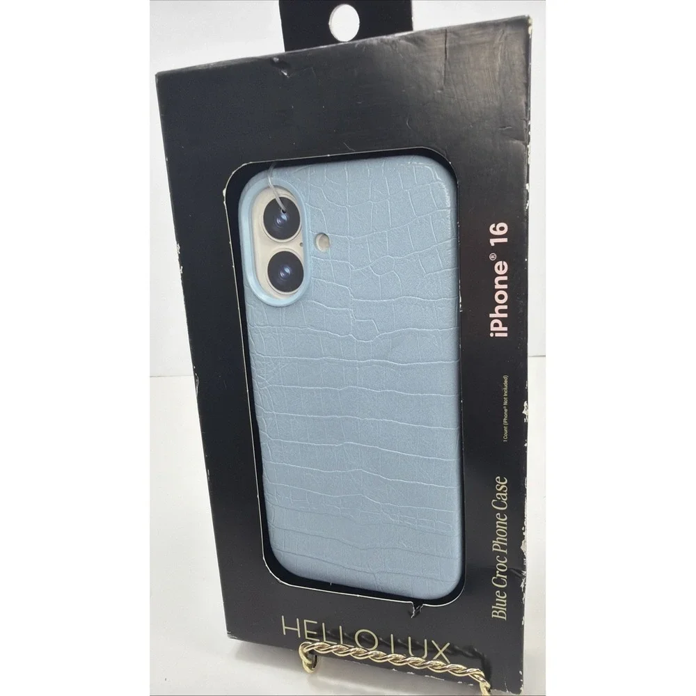 Hello Lux iPhone 16 Light Blue Croc Phone Case New In Box